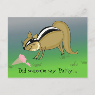 Cartoon Chipmunk with Ice Cream Cone Postcard