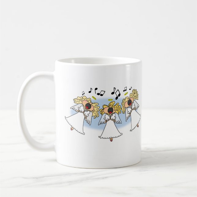 Cartoon Choir of Angels Coffee Mug (Left)