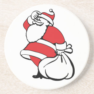 Cartoon Christmas Jolly Santa Claus, Sack of Toys Coaster