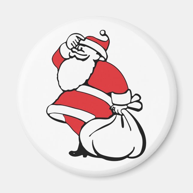 Cartoon Christmas Jolly Santa Claus, Sack of Toys Magnet (Front)