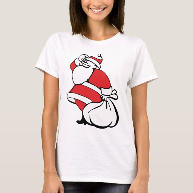 Cartoon Christmas Jolly Santa Claus, Sack of Toys T-Shirt (Front)