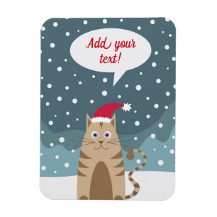 Cartoon christmas kittenspeech bubble add text magnet