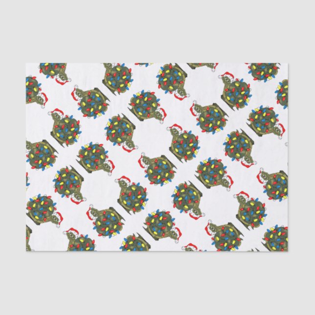 Cartoon Christmas Lights Turtle Tissue Paper (Front)