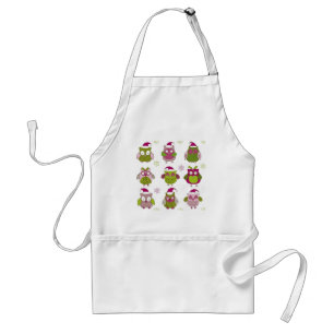 cartoon christmas owl cute vector standard apron
