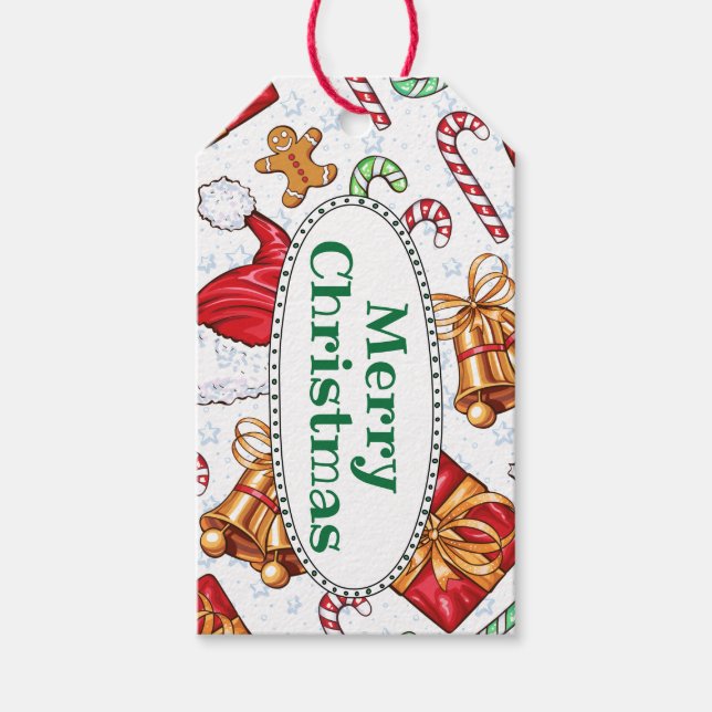 Cartoon Christmas Pattern Gift Tags (Front)