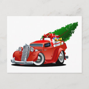 Cartoon Christmas Pickup Holiday Postcard
