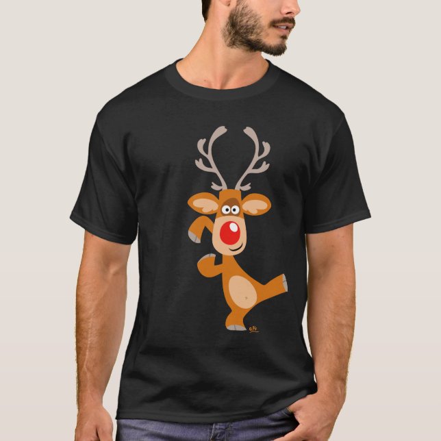 Cartoon Christmas reindeer T-shirt (Front)