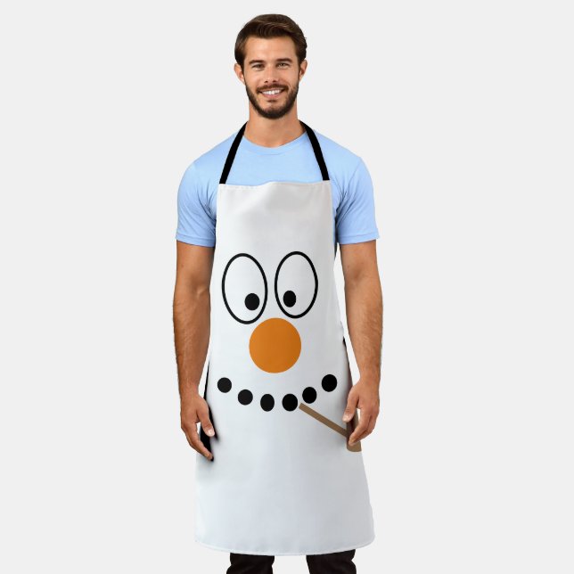 Cartoon Christmas Snowman Face Apron (Worn)
