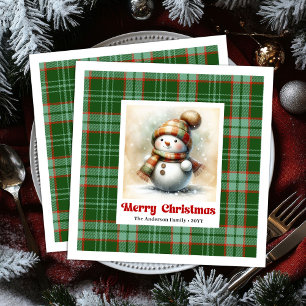Cartoon Christmas Snowman Napkins Digital for Kids
