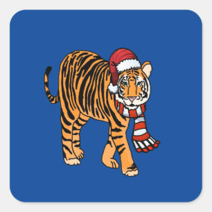 Cartoon Christmas Tiger Sticker
