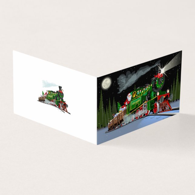 Cartoon Christmas train Postcard (Outside)