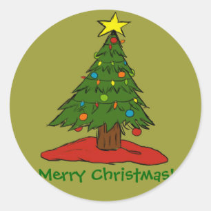 Cartoon Christmas Tree Holiday Stickers Seals