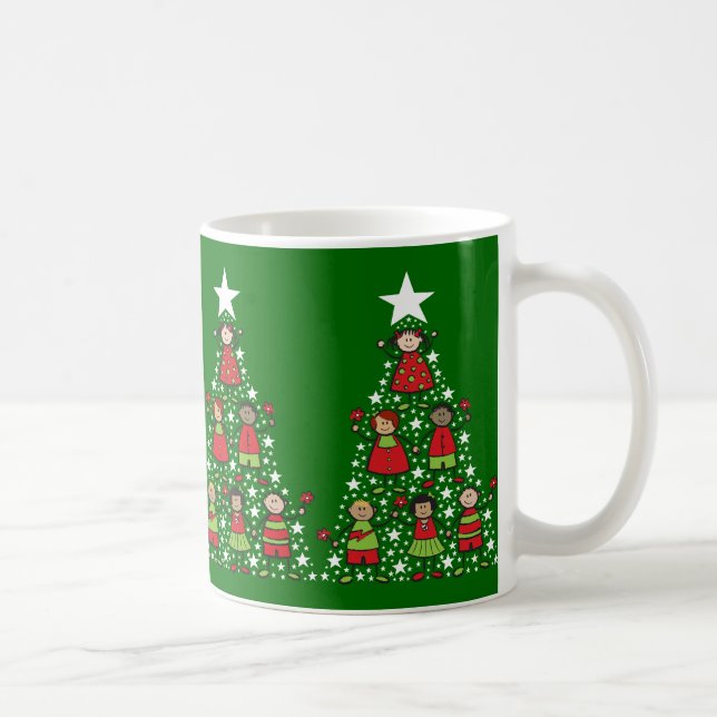 Cartoon Christmas Tree Kids Fun Whimsical Holiday Coffee Mug (Right)