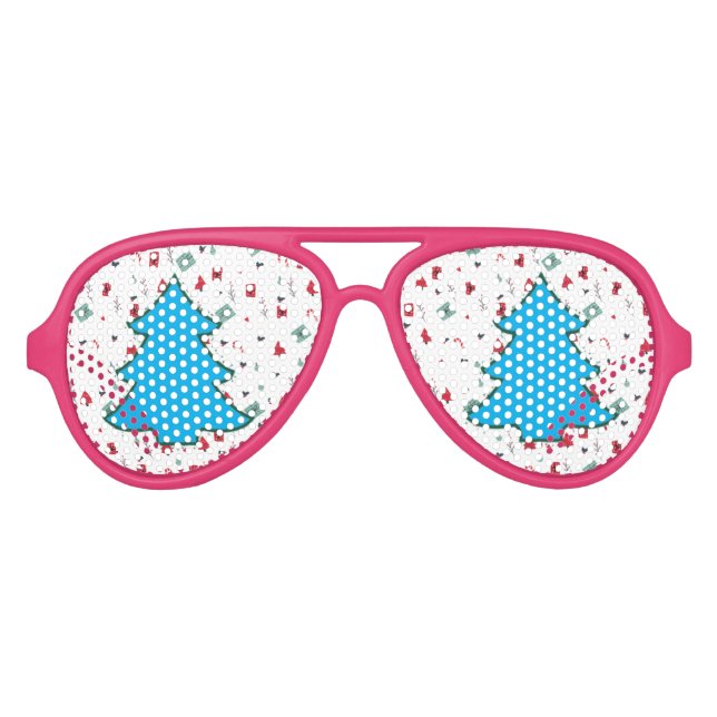 Cartoon Christmas Tree Party Sunglasses (Front)