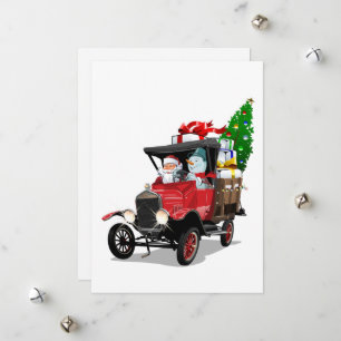 Cartoon Christmas truck Holiday Card