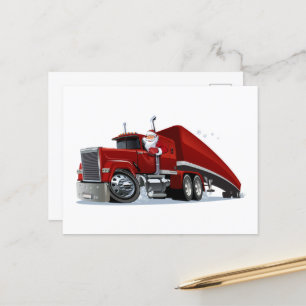 Cartoon Christmas truck Postcard