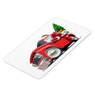 Cartoon Christmas truck with Santa Magnet