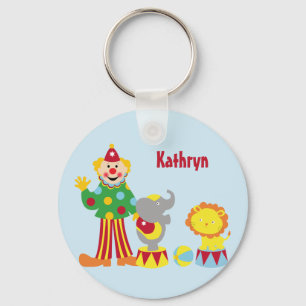 Cartoon Circus Clown and Animals Keychain