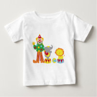 Cartoon Circus Clown and Animals Long Sleeve T-Shi