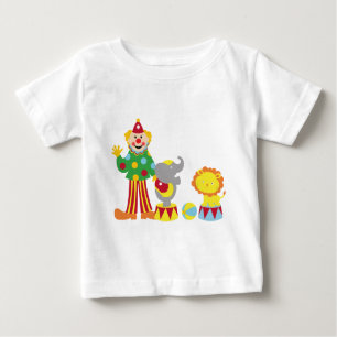 Cartoon Circus Clown and Animals Long Sleeve T-Shi Baby T-Shirt