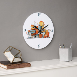Cartoon City Colourful Urban Clock – Animated Deco