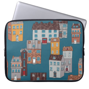 Cartoon City Vintage Wallpaper Laptop Sleeve