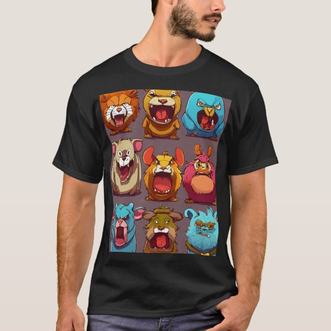 Cartoon Clash: Angry Animals T-Shirt (Front)