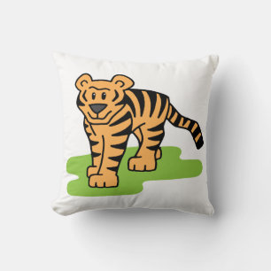 Cartoon Clip Art Bengal Tiger Big Cat with Stripes Cushion