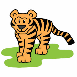 Cartoon Clip Art Bengal Tiger Big Cat with Stripes Standing Photo Sculpture