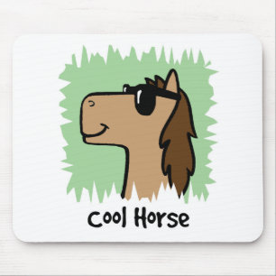 Cartoon Clip Art Cool Horse Wearing Sunglasses Mouse Pad