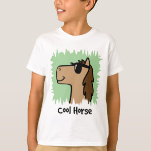 Cartoon Clip Art Cool Horse Wearing Sunglasses T-Shirt