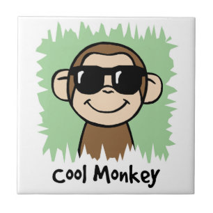 Cartoon Clip Art Cool Monkey with Sunglasses Ceramic Tile