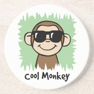 Cartoon Clip Art Cool Monkey with Sunglasses Coaster