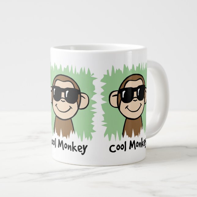 Cartoon Clip Art Cool Monkey with Sunglasses Large Coffee Mug (Front Right)