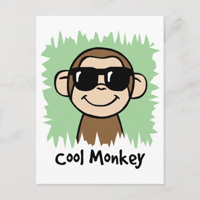 Cartoon Clip Art Cool Monkey with Sunglasses Postcard (Front)