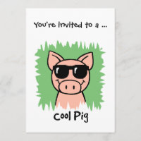 Cartoon Clip Art Cool Pig Sunglasses Boy Birthday