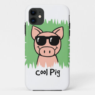 Cartoon Clip Art Cool Pig with Sunglasses iPhone 11 Case