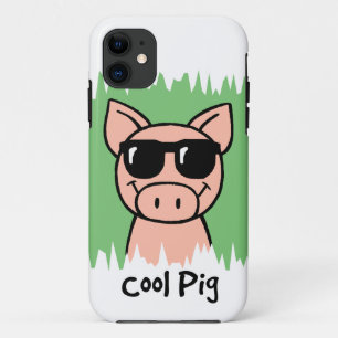 Cartoon Clip Art Cool Pig with Sunglasses iPhone 11 Case