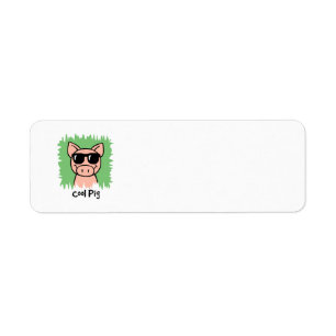 Cartoon Clip Art Cool Pig with Sunglasses Return Address Label