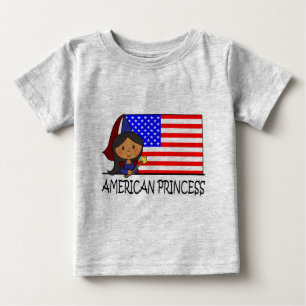 Cartoon Clip Art Cute American Princess Flag Baby T-Shirt