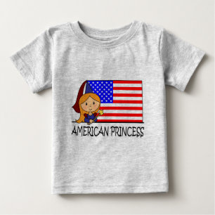 Cartoon Clip Art Cute American Princess Flag Baby T-Shirt