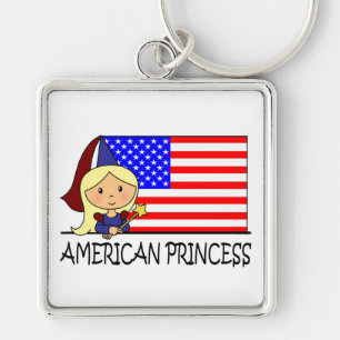 Cartoon Clip Art Cute American Princess Flag Key Ring