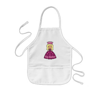 Cartoon Clip Art Cute Big Sister Princess Hearts Kids Apron