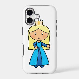 Cartoon Clip Art Cute Blonde Princess in Blue Dres