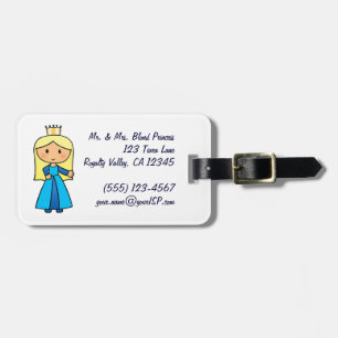Cartoon Clip Art Cute Blonde Princess in Blue Dres Luggage Tag