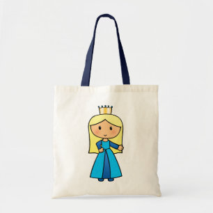 Cartoon Clip Art Cute Blonde Princess in Blue Tote Bag