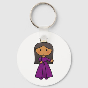 Cartoon Clip Art Cute Princess with Tiara Key Ring