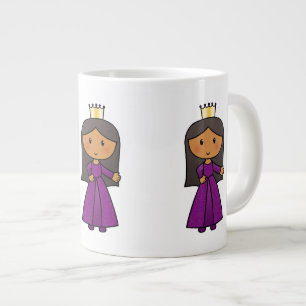 Cartoon Clip Art Cute Princess with Tiara Large Coffee Mug
