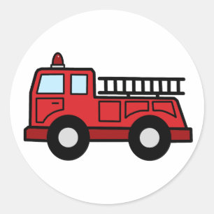 Cartoon Clip Art Firetruck Emergency Vehicle Truck Classic Round Sticker
