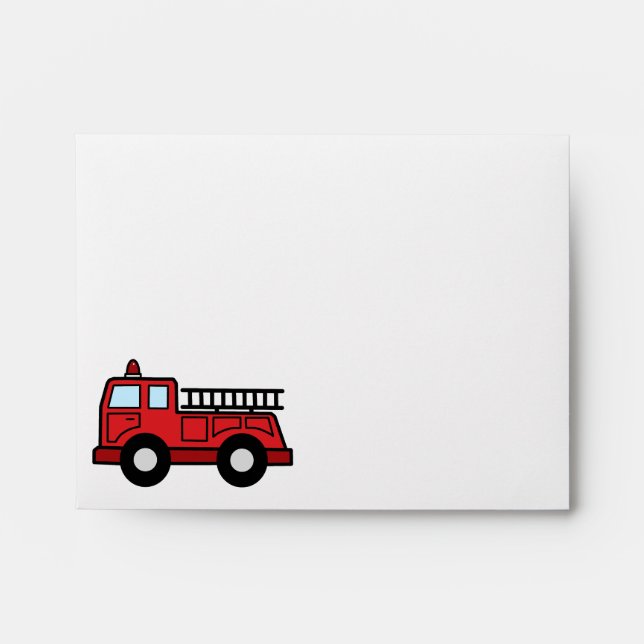 Cartoon Clip Art Firetruck Emergency Vehicle Truck Envelope (Front)